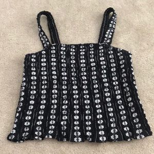 Black floral tank top